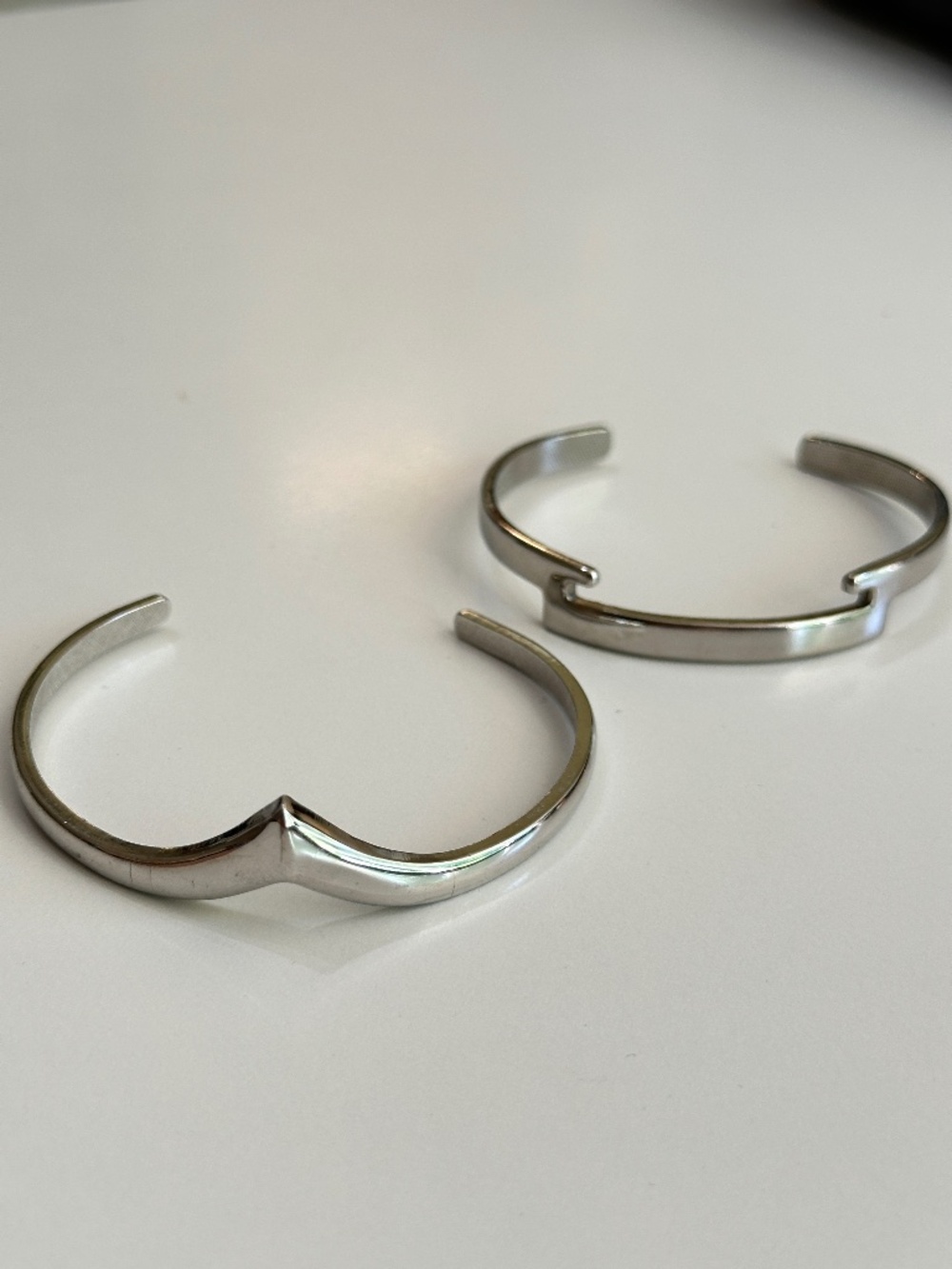 Vintage Silver Avon Chevron Bangle Bracelet set of 2